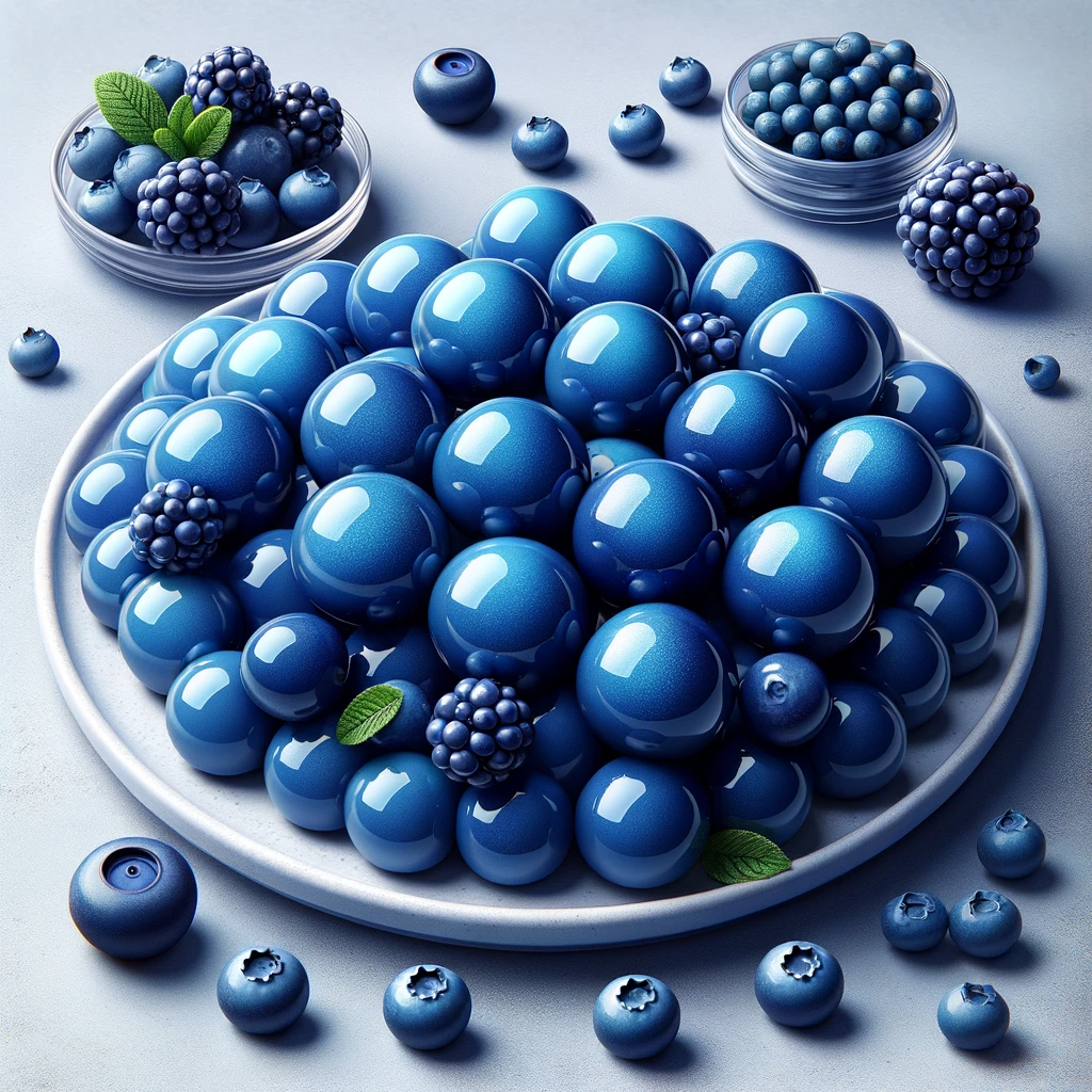 Assiette de boules de gommes myrtille magique